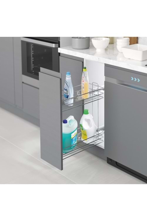 STARAX S-2444-C ÇİFT AÇILIM RAYLI ŞİŞELİK KROM SAĞ 25 CM