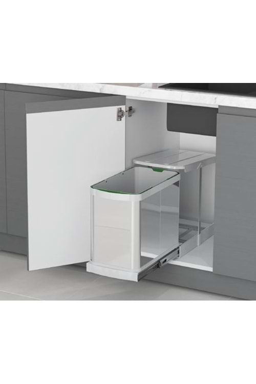 STARAX S-2572-G TELESKOPİK RAYLI PASLANMAZ GÖVDE ÇÖP KOVASI 260*440*400 GRİ 24 LT 40 CM