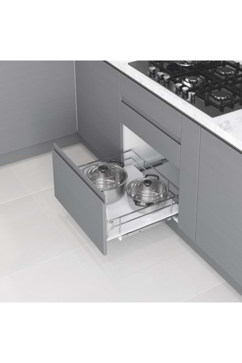 STARAX S-2621-C KAPAĞA MONTE ÇİFT AÇILIM GİZLİ RAYLI ÇEKMECE KROM 35 CM