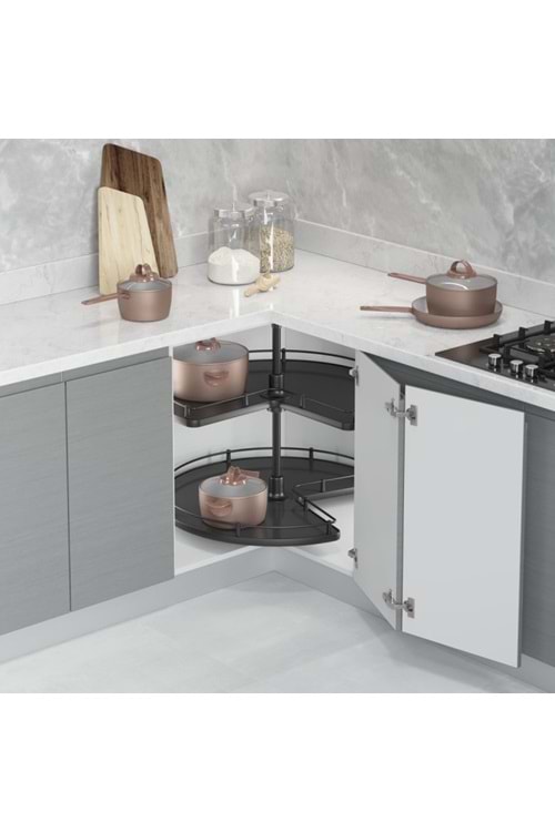 STARAX S-3024-A 3/4 AHŞAP TABLALI DÖNER SEPET TAKIMI ANTRASİT 74 CM