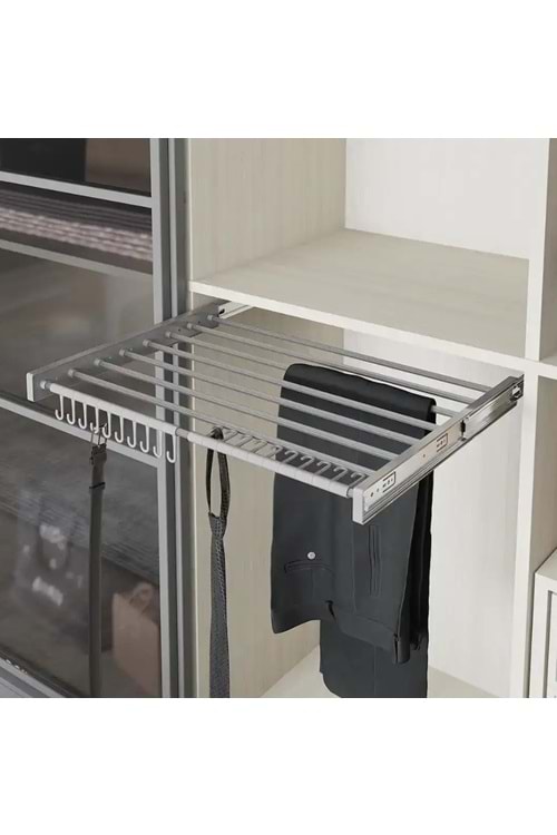 STARAX S-6307-G TELESKOPİK RAYLI ALÜMİNYUM PANTOLONLUK 755*510*100 GRİ 70 CM