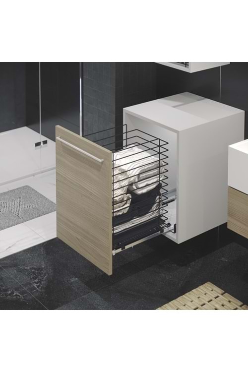 STARAX S-8051-A GİZLİ RAYLI ÇAMAŞIR SEPETİ 240*470*550 ANTRASİT 30 CM