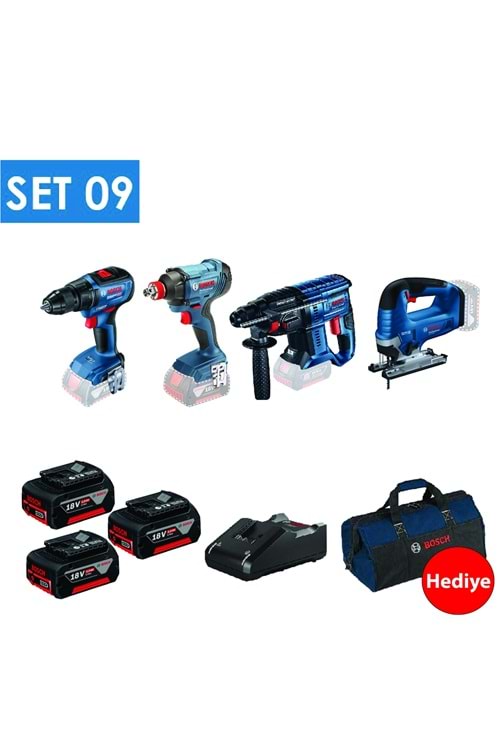 BOSCH 4 LÜ SET GSR 18V-50+GDX 18V 180-LI+GBH 180-LI+GST 185-LI+3*5.0 AH AKÜ+TAŞIMA ÇANTASI