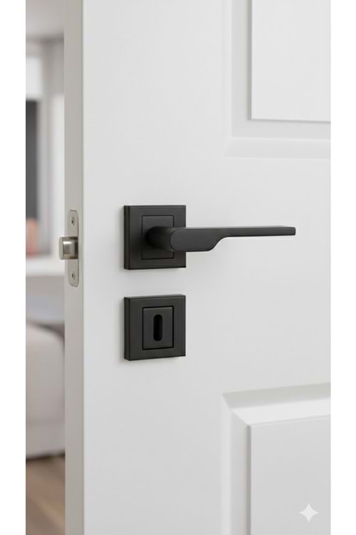 YASEMİN KARE ROZETLİ SİYAH WC KAPI KOLU