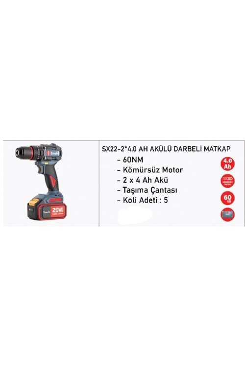 STECHEND SX22-2*4,0 AH AKÜLÜ DARBELİ MATKAP