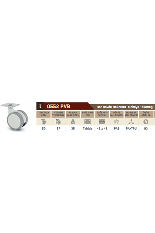 BURAK TEKER 0552 PVB 055 GÖVDE BEYAZ-GRİ TEKERLEK 6,7 CM