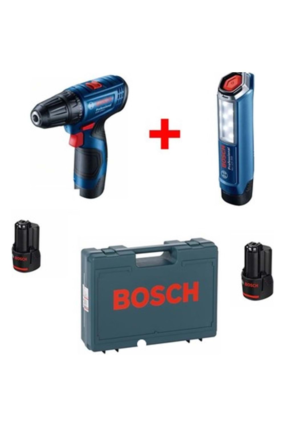 BOSCH GSR 120-Lİ AKÜLÜ DARBESİZ VİDALAMA 12V 2*2,0AH + GLI 12V-300 EL FENERİ HEDİYELİ ÇANTALI
