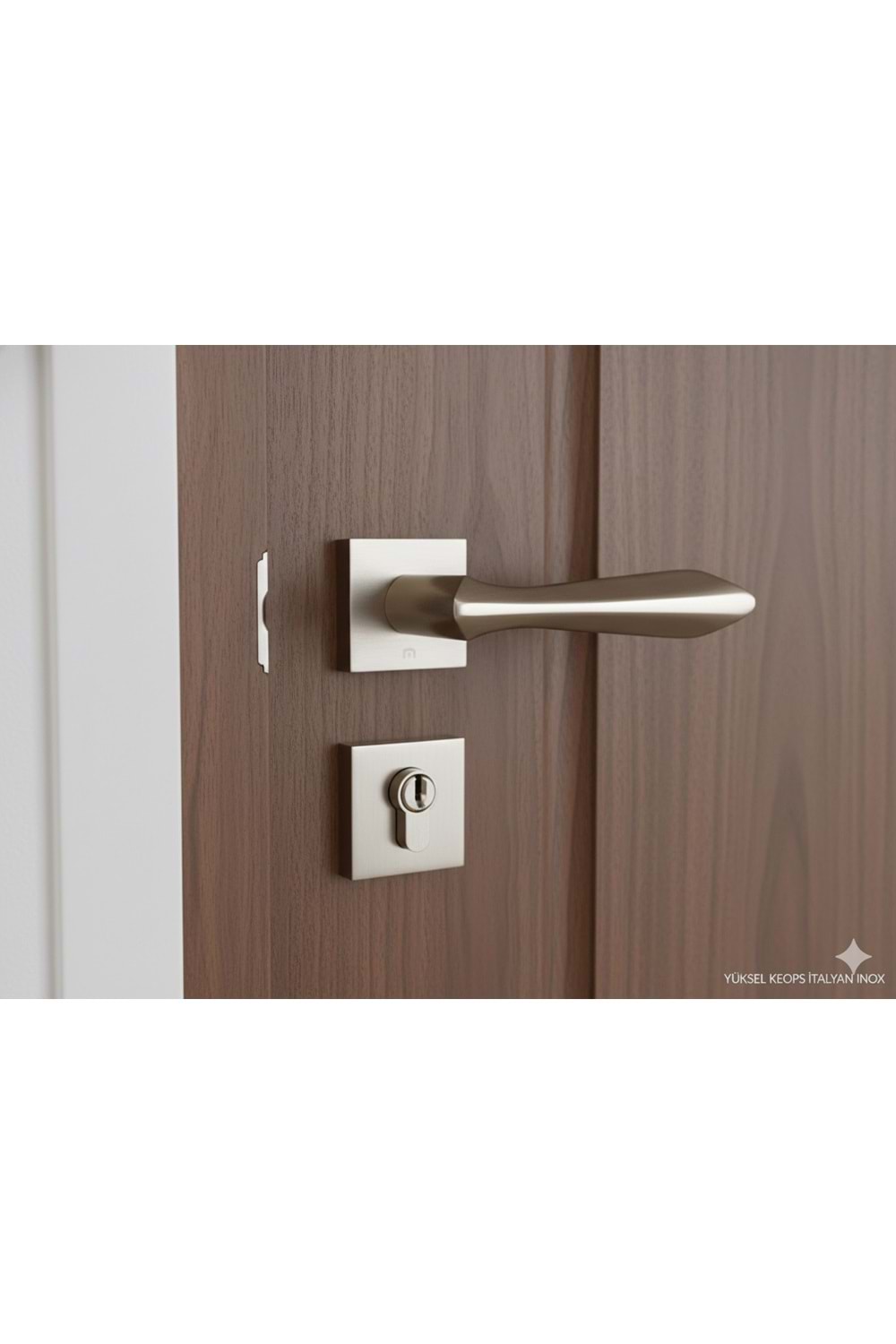 YÜKSEL KEOPS İTALYAN KARE ROZETLİ İNOX ODA KAPI KOLU