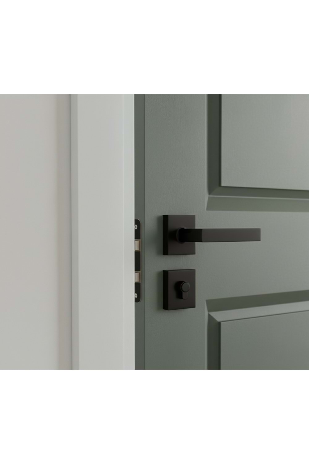 YÜKSEL KARE İTALYAN KARE ROZETLİ MAT SİYAH WC KAPI KOLU