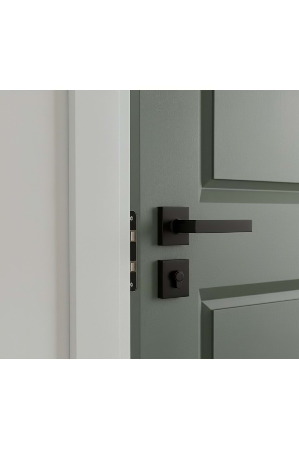 YÜKSEL KARE İTALYAN KARE ROZETLİ MAT SİYAH YALE KAPI KOLU