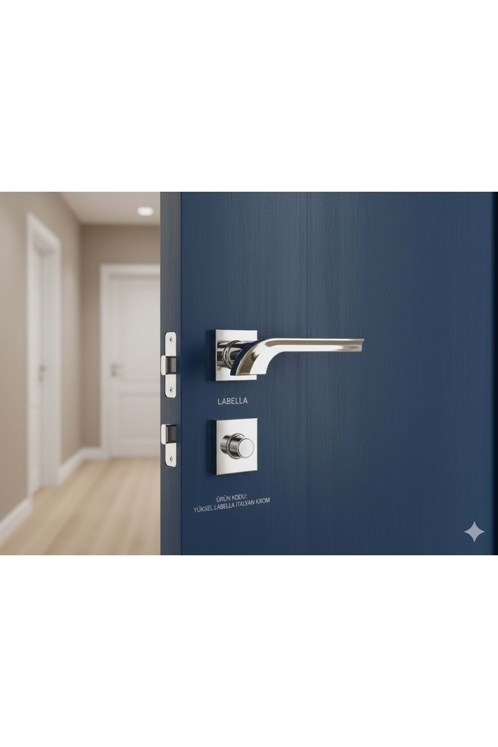 YÜKSEL LABELLA İTALYAN KARE ROZETLİ KROM ODA KAPI KOLU