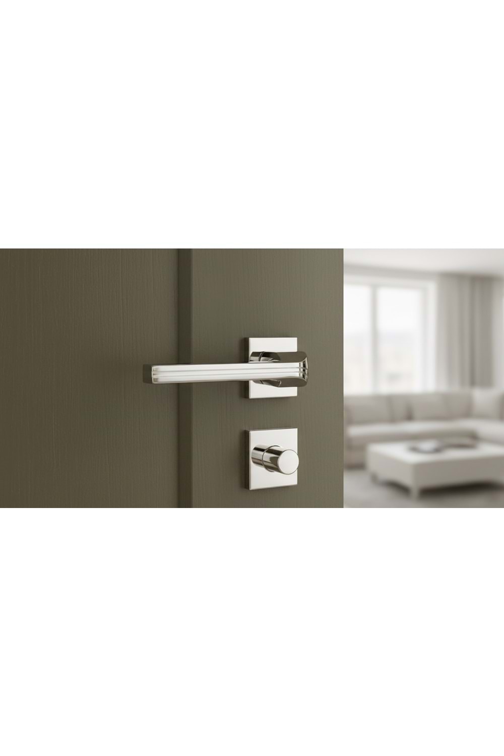 YÜKSEL AURİS İTALYAN KARE ROZETLİ KROM ODA KAPI KOLU