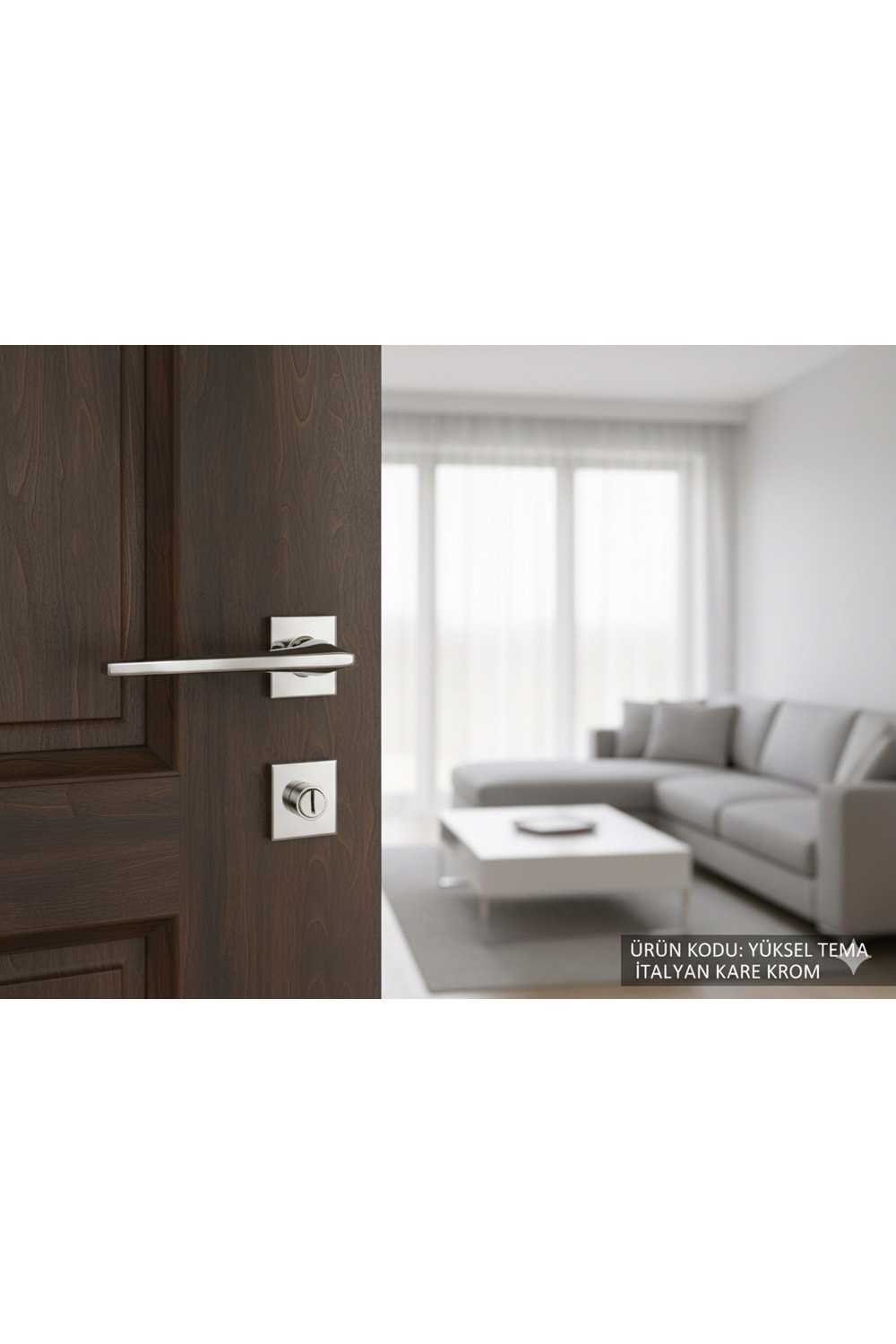 YÜKSEL TEMA İTALYAN KARE ROZETLİ KROM WC KAPI KOLU