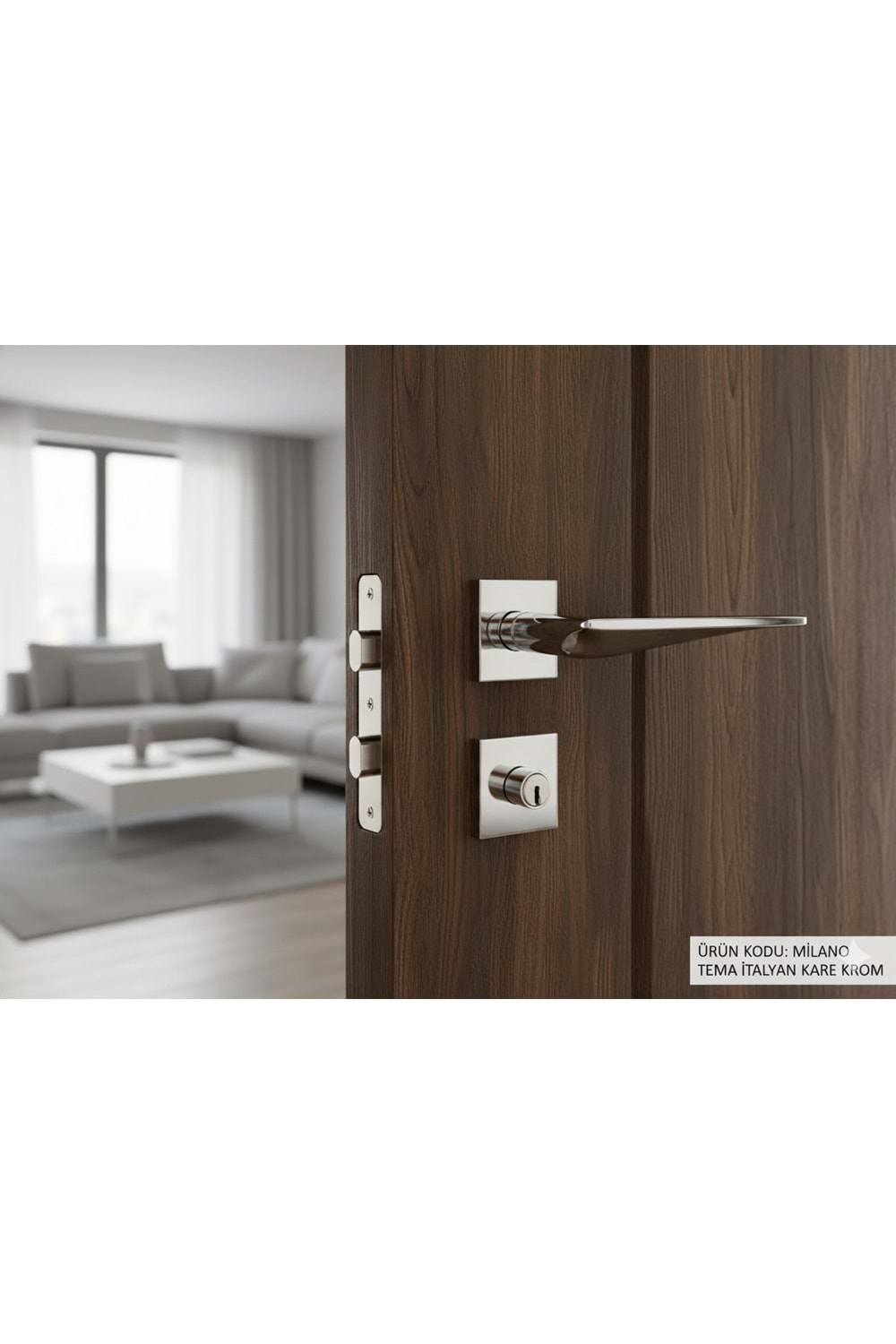 YÜKSEL MİLANO İTALYAN KARE ROZETLİ KROM ODA KAPI KOLU