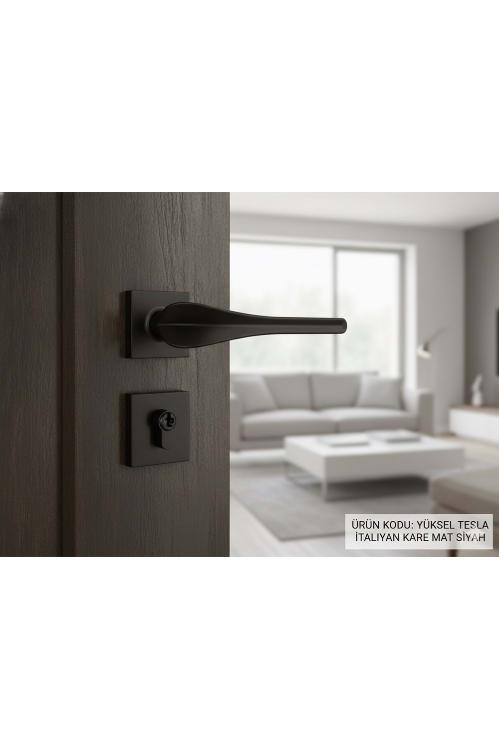 YÜKSEL TESLA İTALYAN KARE ROZETLİ SİYAH YALE KAPI KOLU