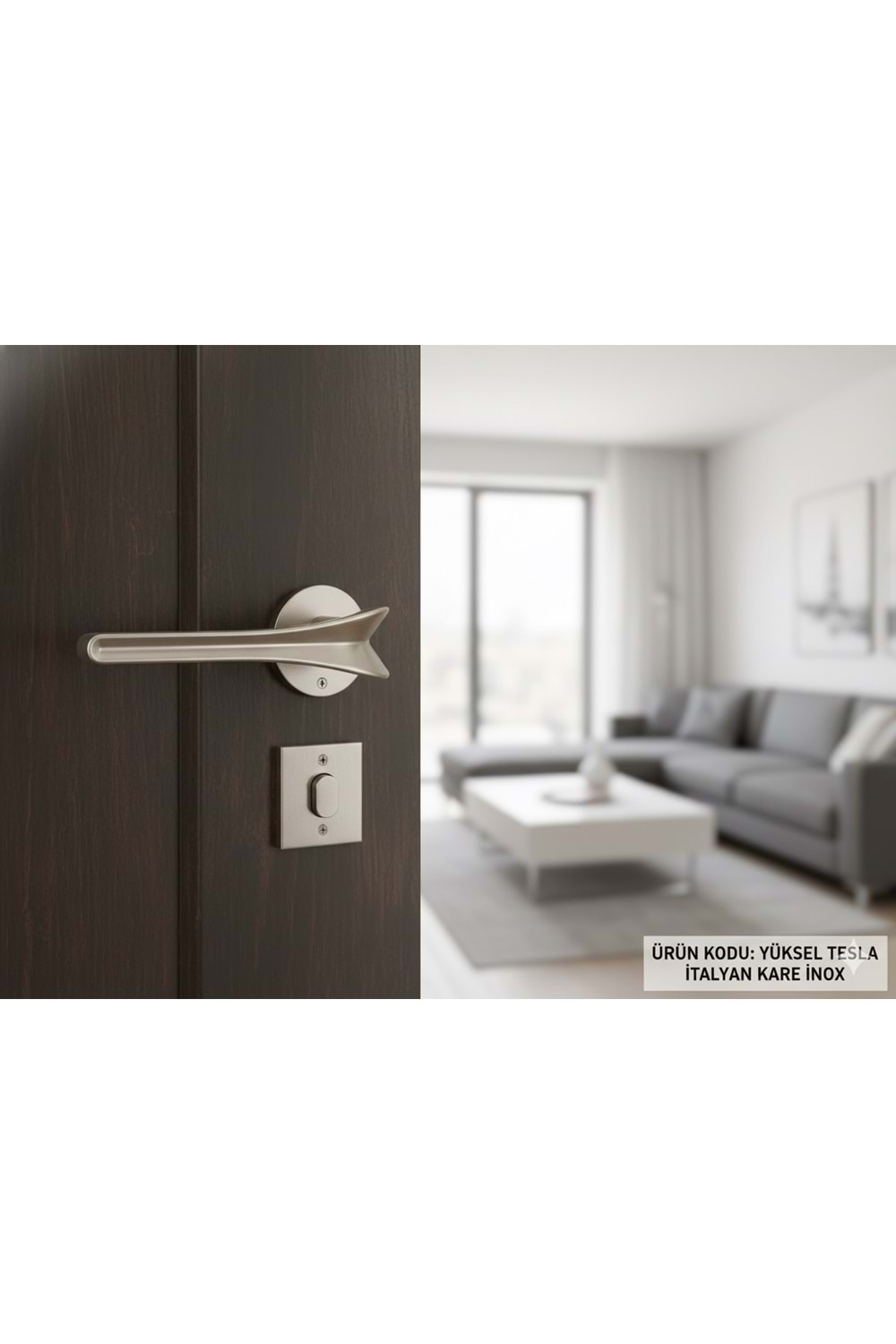 YÜKSEL TESLA İTALYAN KARE ROZETLİ İNOX WC KAPI KOLU