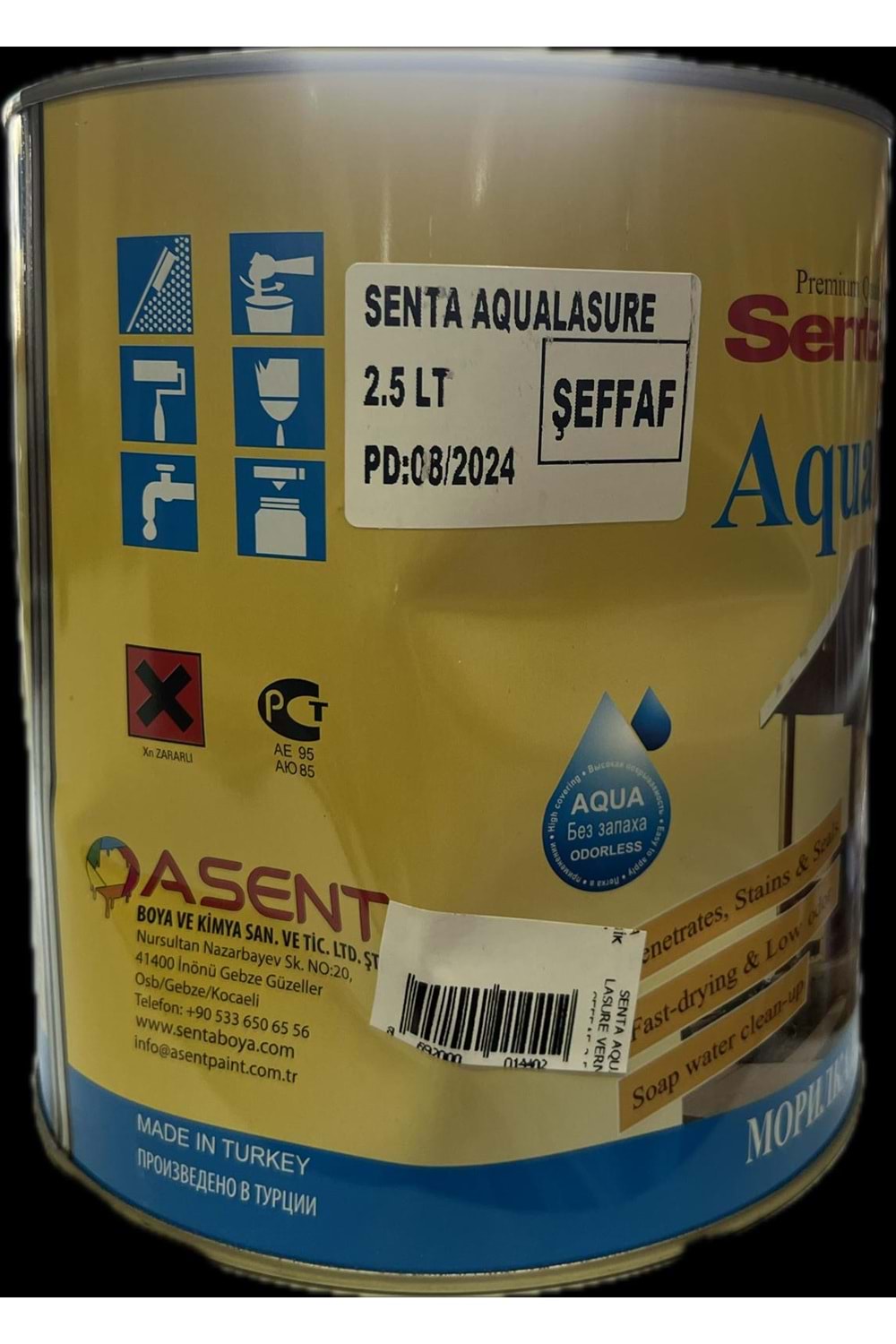 SENTA AQUA LASURE VERNİK ŞEFFAF 2,5 L