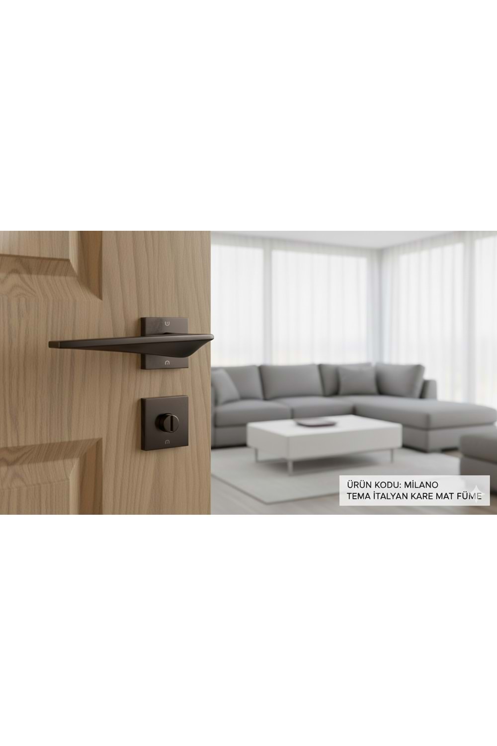 YÜKSEL MİLANO İTALYAN KARE ROZET FÜME ODA KAPI KOLU