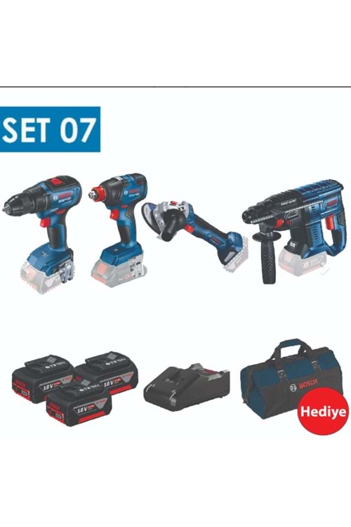 BOSCH 4 LÜ SET GSR 18V-50+GDX 18V-200+GWS 480-LI+GBH 180-LI+3*4.0 AH AKÜ+ TAŞIMA ÇANTASI